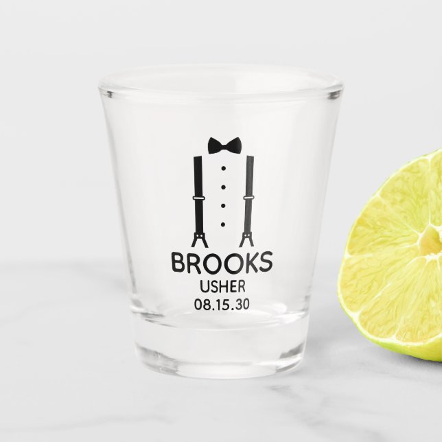 Usher Black Bow Tie Shot Glass (Front)