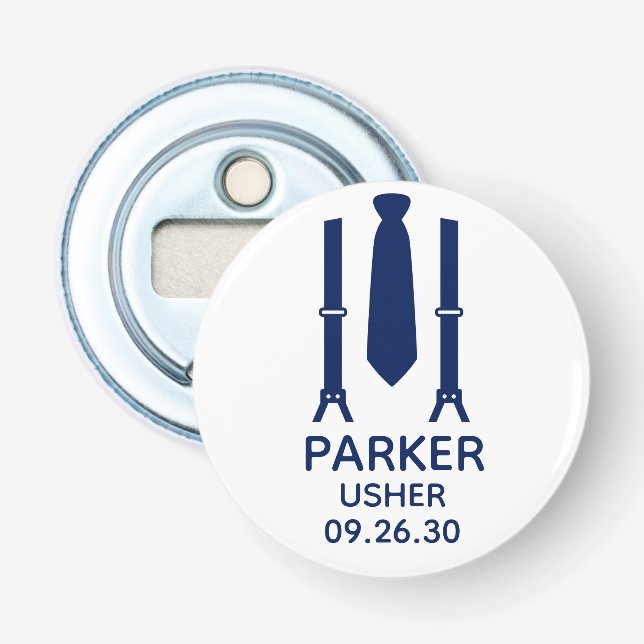 Usher Blue Tie Bottle Opener (Front)