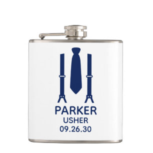 Usher Blue Tie Hip Flask