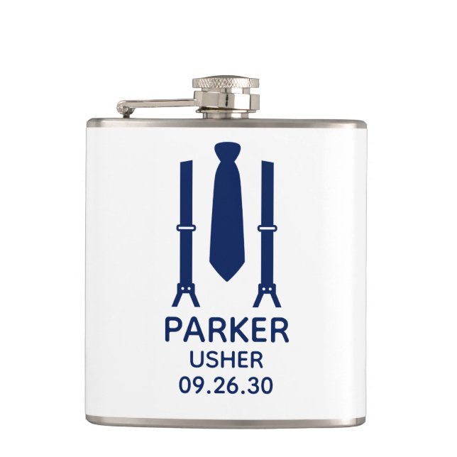 Usher Blue Tie Hip Flask (Front)