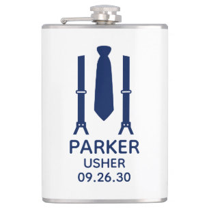Usher Blue Tie Hip Flask