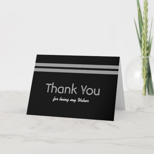 USHER Bold Stripe Wedding THANK YOU Card (Front)