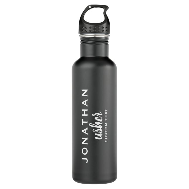 Usher Custom Wedding Favour Modern Monogram 710 Ml Water Bottle (Front)