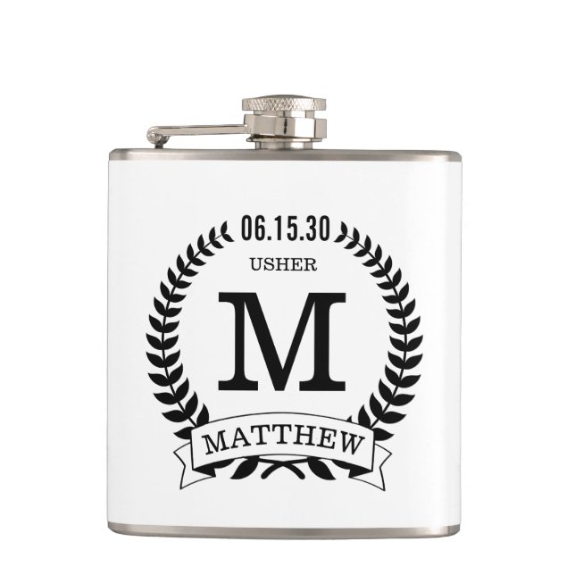 Usher Initials Hip Flask (Front)