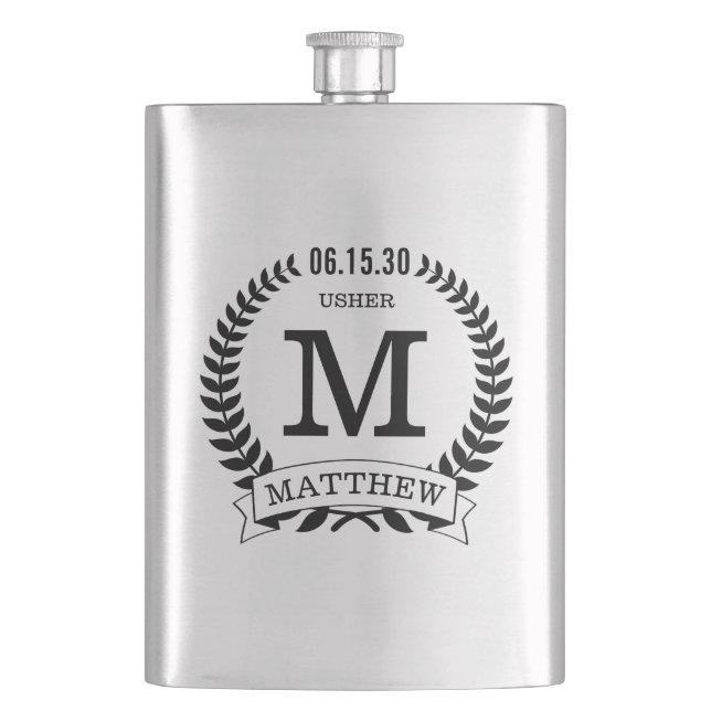 Usher Initials Hip Flask (Front)