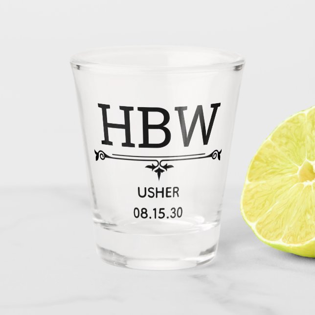 Usher Initials Shot Glass (Front)