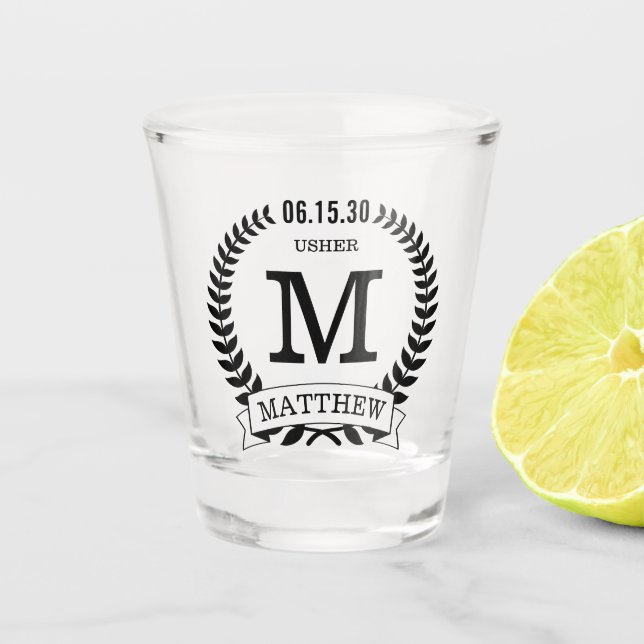 Usher Initials Shot Glass (Front)