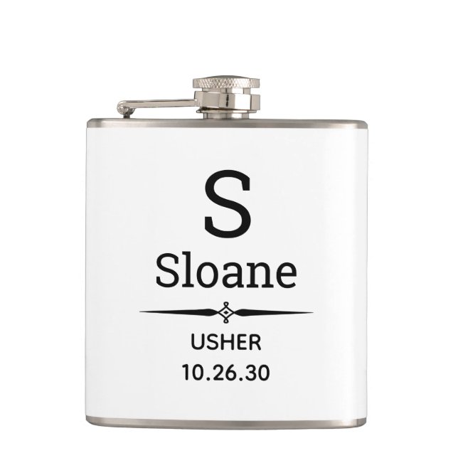 Usher Monogrammed Flask (Front)