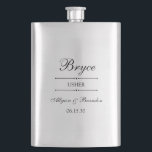 Usher Personalized Hip Flask<br><div class="desc">These 8 oz. metal flasks are a great favour for the ushers in your wedding.  They are formal and traditional yet modern.  They'd be great for a bachelor party or weekend.</div>