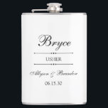 Usher Personalized Hip Flask<br><div class="desc">These 8 oz. flasks are a great favour for the ushers in your wedding.  They are formal and traditional yet modern.  They'd be great for a bachelor party or weekend.</div>