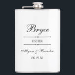 Usher Personalized Hip Flask<br><div class="desc">These 8 oz. flasks are a great favour for the ushers in your wedding.  They are formal and traditional yet modern.  They'd be great for a bachelor party or weekend.</div>