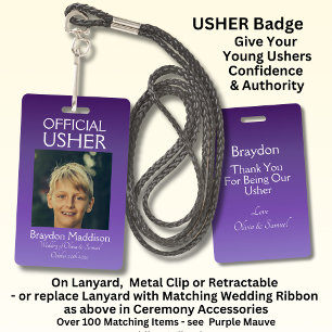 USHER Photo Official Badge Purple Mauve