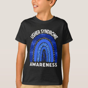 Usher Syndrome Awareness Blue Rainbow T-Shirt