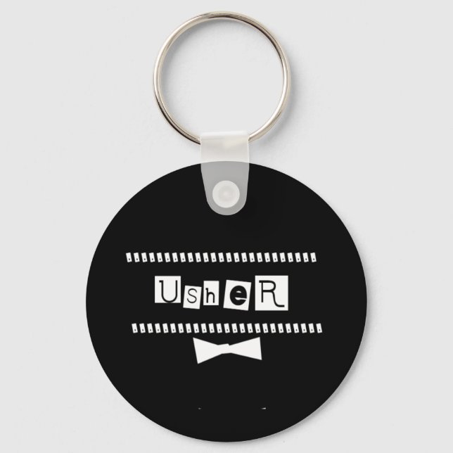 Usher White on Black Keychain (Front)