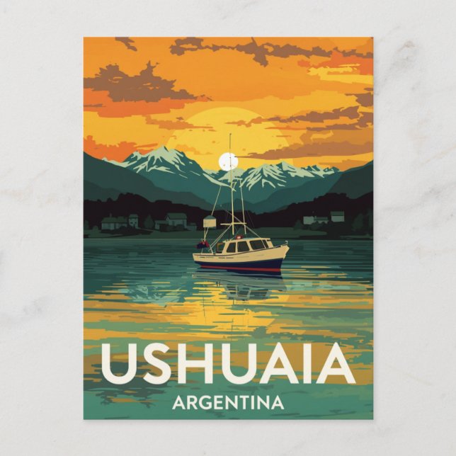 Ushuaia Argentina Sunset Boat Beagle Postcard (Front)