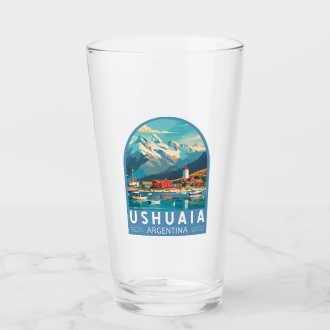 Ushuaia Argentina Travel Art Vintage Glass (Front)
