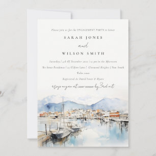 Ushuaia Argentina Watercolor Landscape Engagenment Invitation