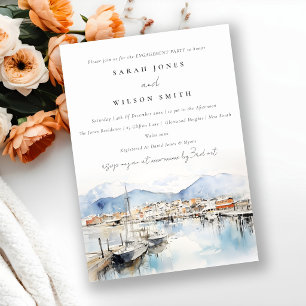 Ushuaia Argentina Watercolor Landscape Engagenment Invitation