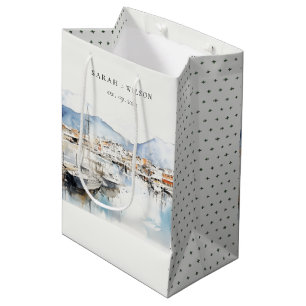 Ushuaia, Argentina Watercolor Landscape Wedding Medium Gift Bag