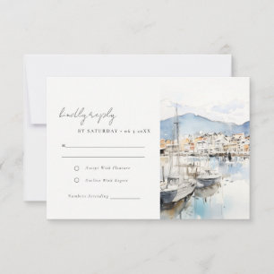 Ushuaia, Argentina Watercolor Landscape Wedding RSVP Card