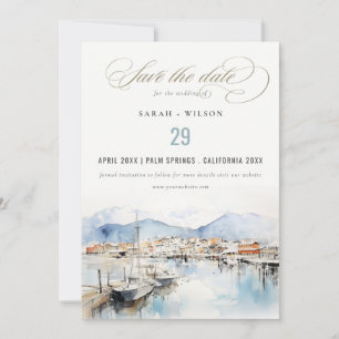 Ushuaia, Argentina Watercolor Landscape Wedding Save The Date