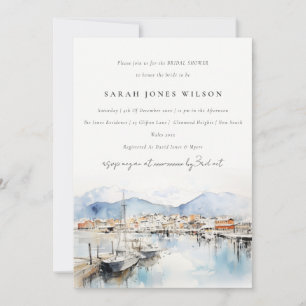 Ushuaia Argentina Watercolor Scape Bridal Shower Invitation