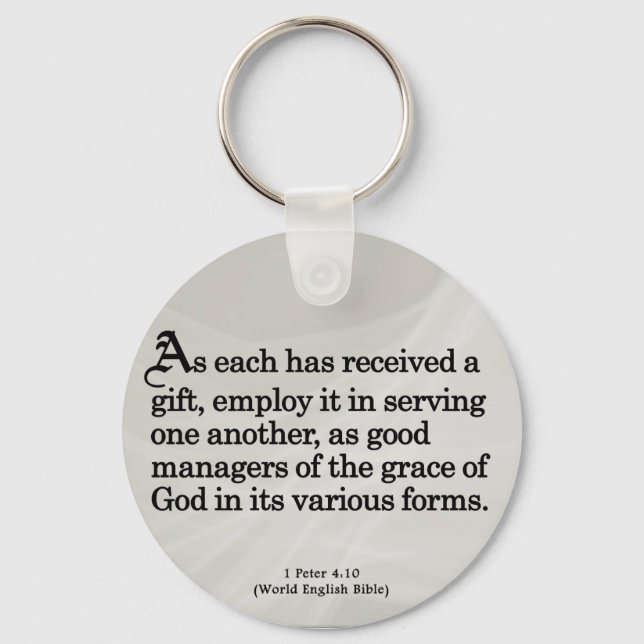 Using Gifts from God 1 Peter 4:10 Keychain (Front)