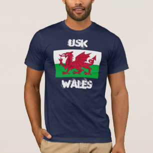 Usk, Wales with Welsh flag T-Shirt