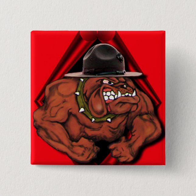 USMC Devil Dog 2 Inch Square Button (Front)
