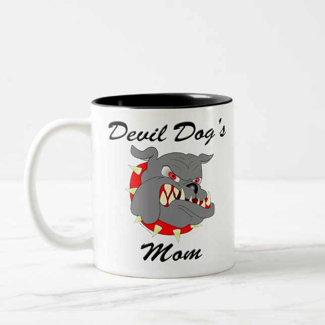 USMC Devil Dog's Mom Two-Tone Coffee Mug (Left)