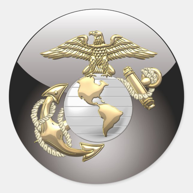 USMC Eagle, Globe & Anchor (EGA) [3D] Classic Round Sticker (Front)