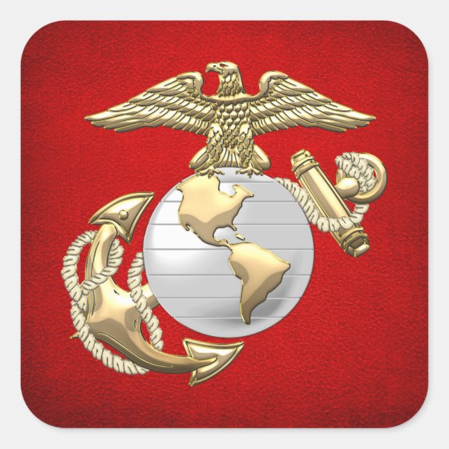 USMC Eagle, Globe & Anchor (EGA) [3D] Square Sticker (Front)
