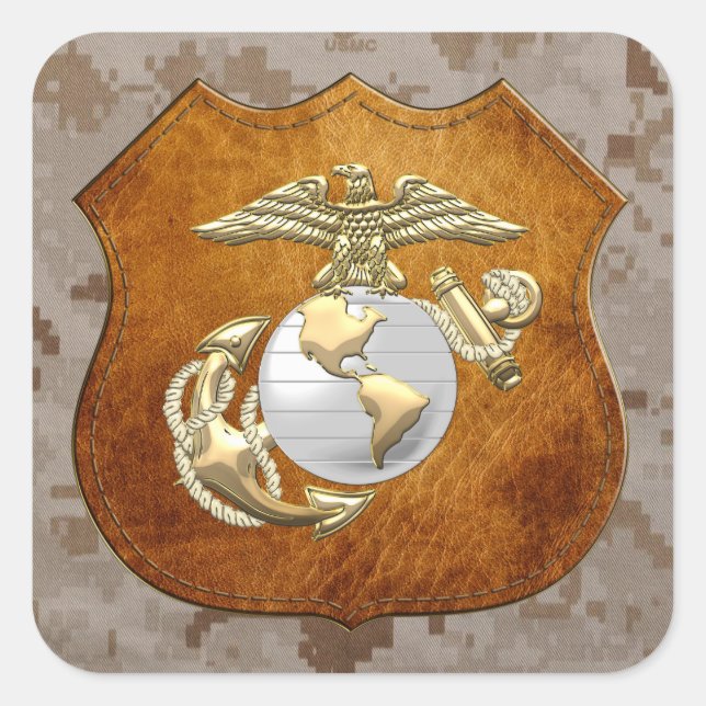 USMC Eagle, Globe & Anchor (EGA) [3D] Square Sticker (Front)