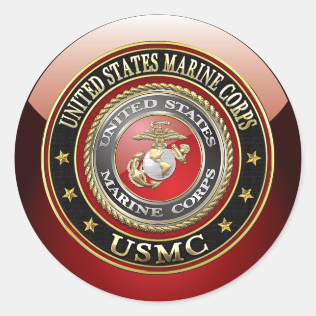 USMC Emblem [Special Edition] [3D] Classic Round Sticker (Front)