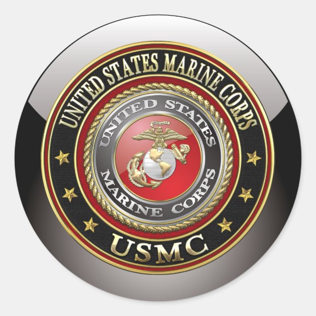 USMC Emblem [Special Edition] [3D] Classic Round Sticker (Front)