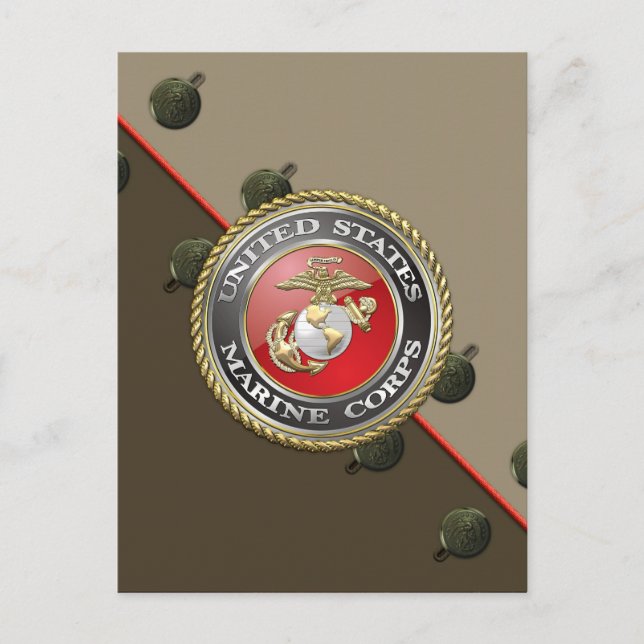 USMC Emblem & Uniform [3D] Postcard (Front)