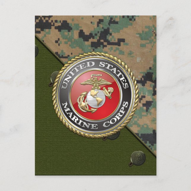 USMC Emblem & Uniform [3D] Postcard (Front)