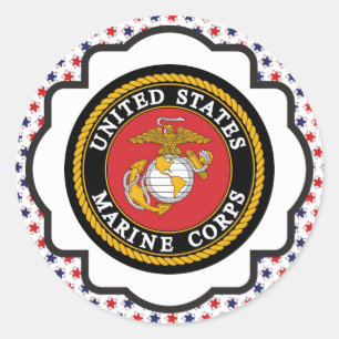 USMC Emblem with Red, White and Blue Stars Classic Round Sticker