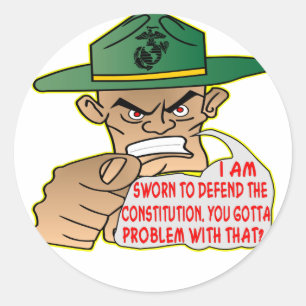 USMC I’m Sworn To Defend The Constitution Classic Round Sticker