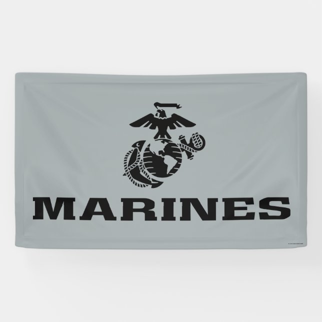 USMC Logo Stacked Black Logo Banner (Horizontal)