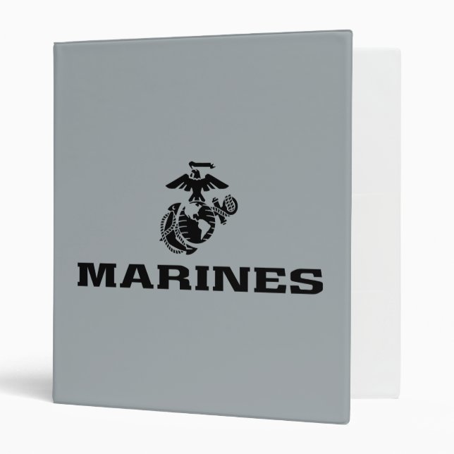 USMC Logo Stacked Black Logo Binder (Front/Inside)