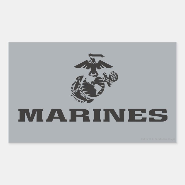 USMC Logo Stacked Black Logo Sticker (Front)