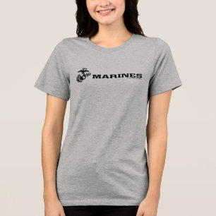 USMC Logo Stacked Black Logo Tri-Blend Shirt