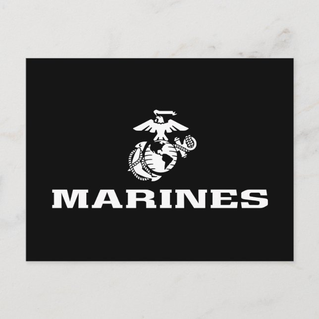 USMC Logo Stacked - White Holiday Postcard (Front)