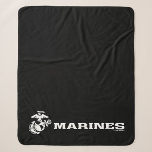 USMC Logo - White Sherpa Blanket