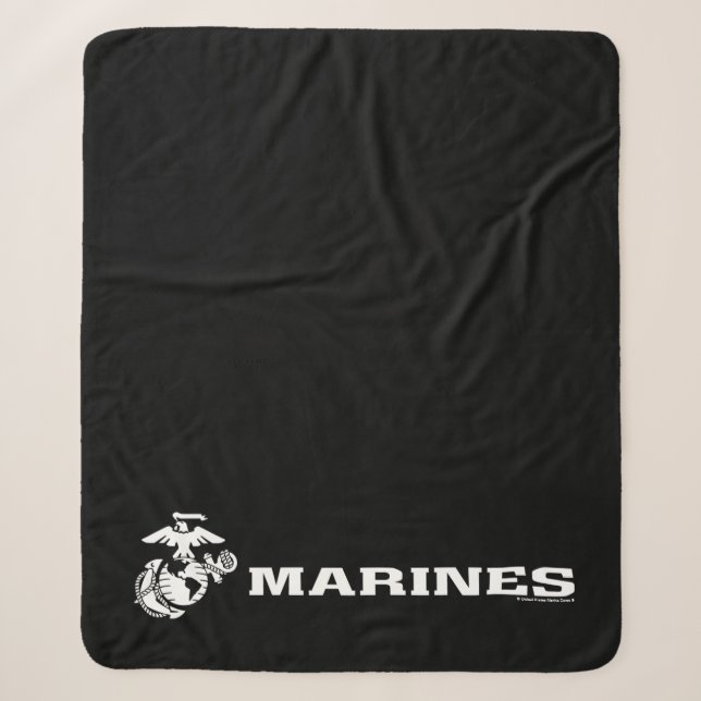 USMC Logo - White Sherpa Blanket (Front)