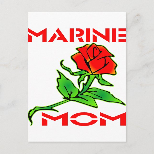 USMC Marine Mom Rose Postcard (Front)