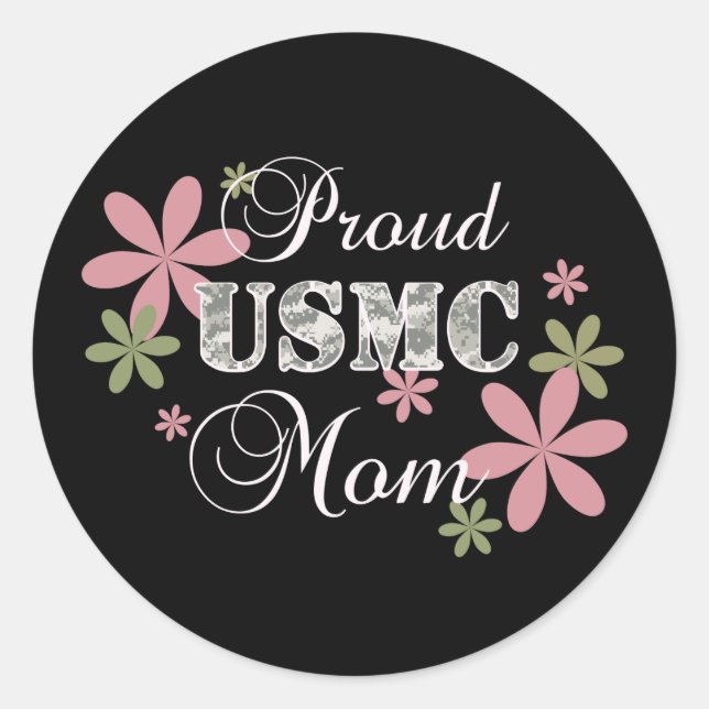 USMC Mom [fl camo] Classic Round Sticker (Front)