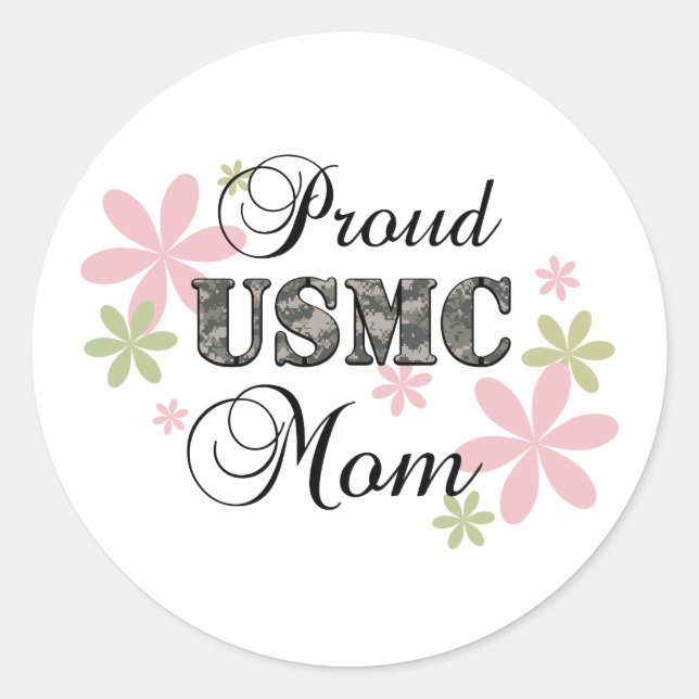 USMC Mom [fl camo] Classic Round Sticker (Front)