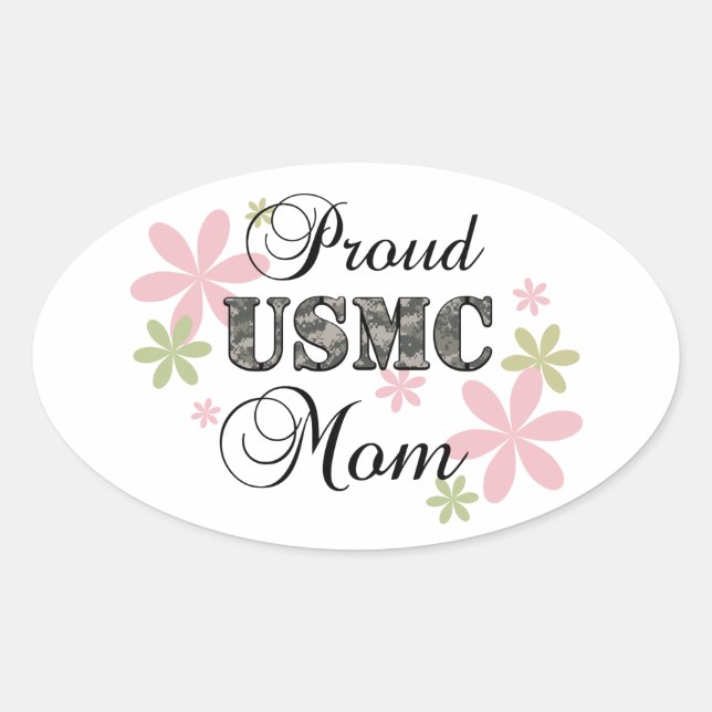 USMC Mom [fl camo] Oval Sticker (Front)